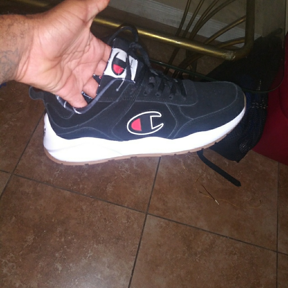 Champions shoes black suede and white